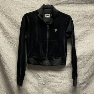 Guess Black velour zip up Jacket for Women